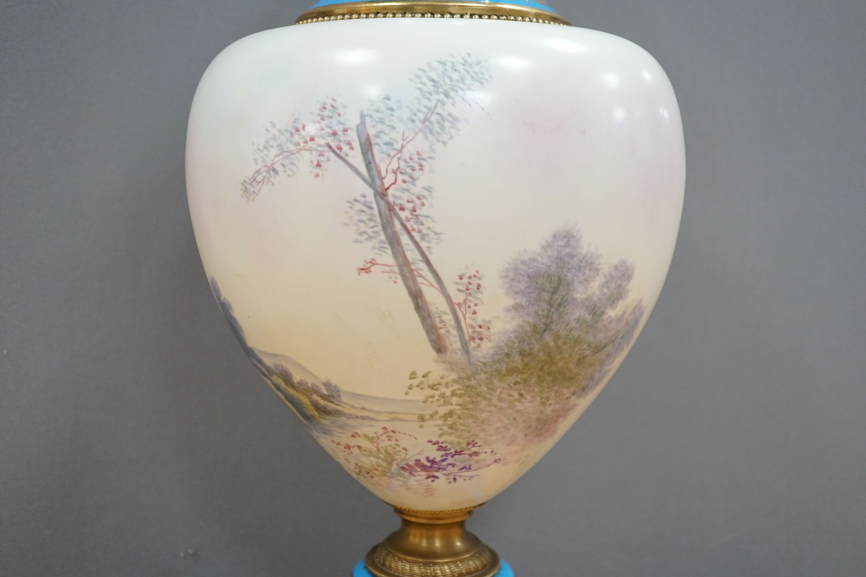 A large Sevres style vase and cover 70cm